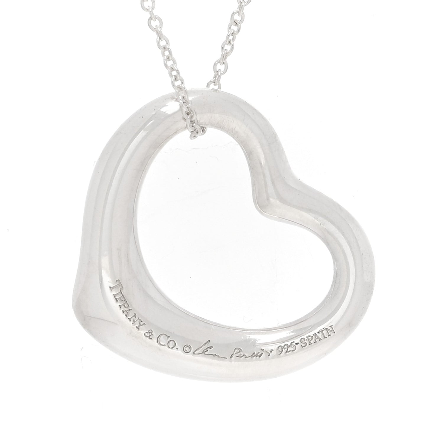 Sterling Silver 22mm Elsa Peretti Open Heart Pendant Necklace