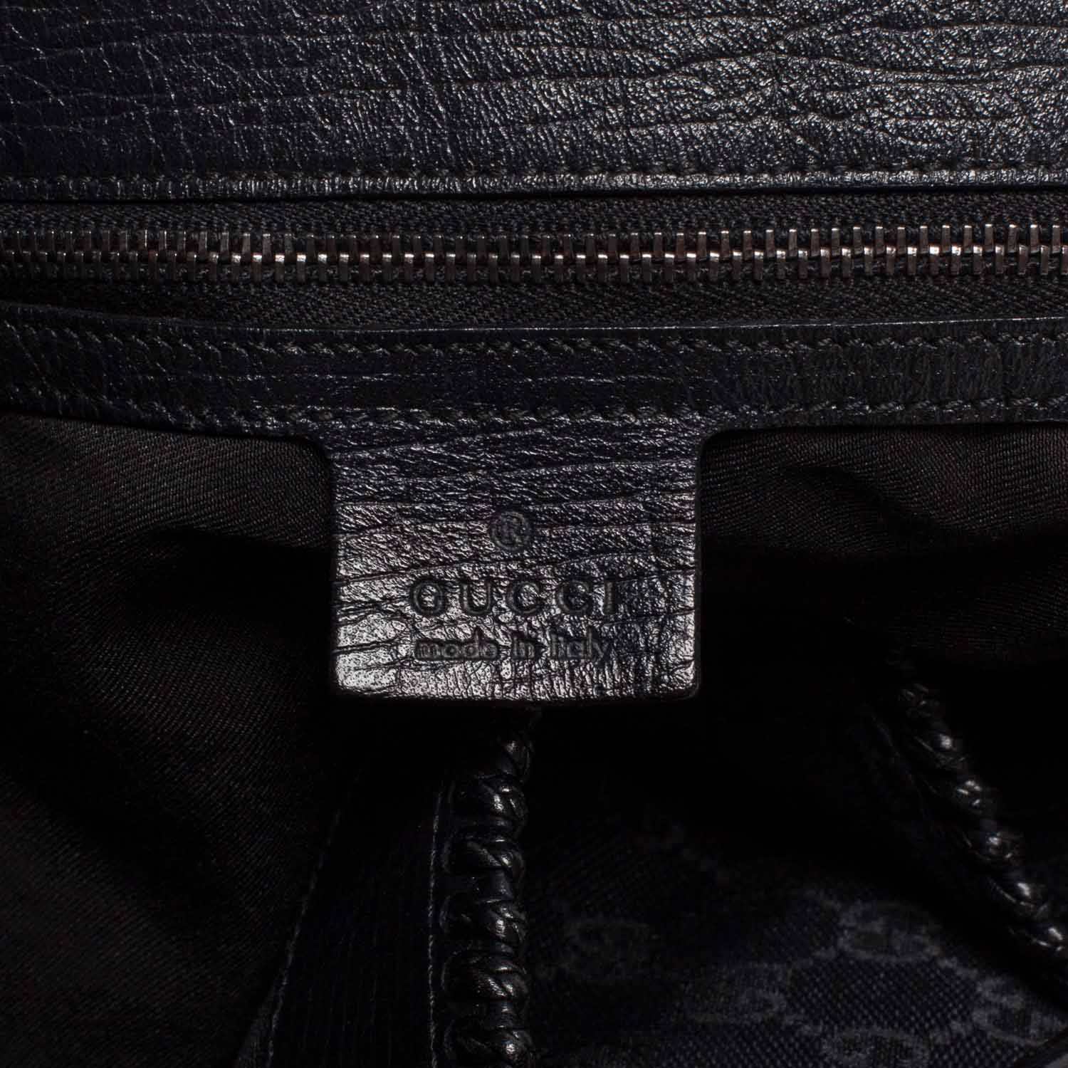 Gucci Monogram Large Horsebit Chain Hobo Black 8 of 9