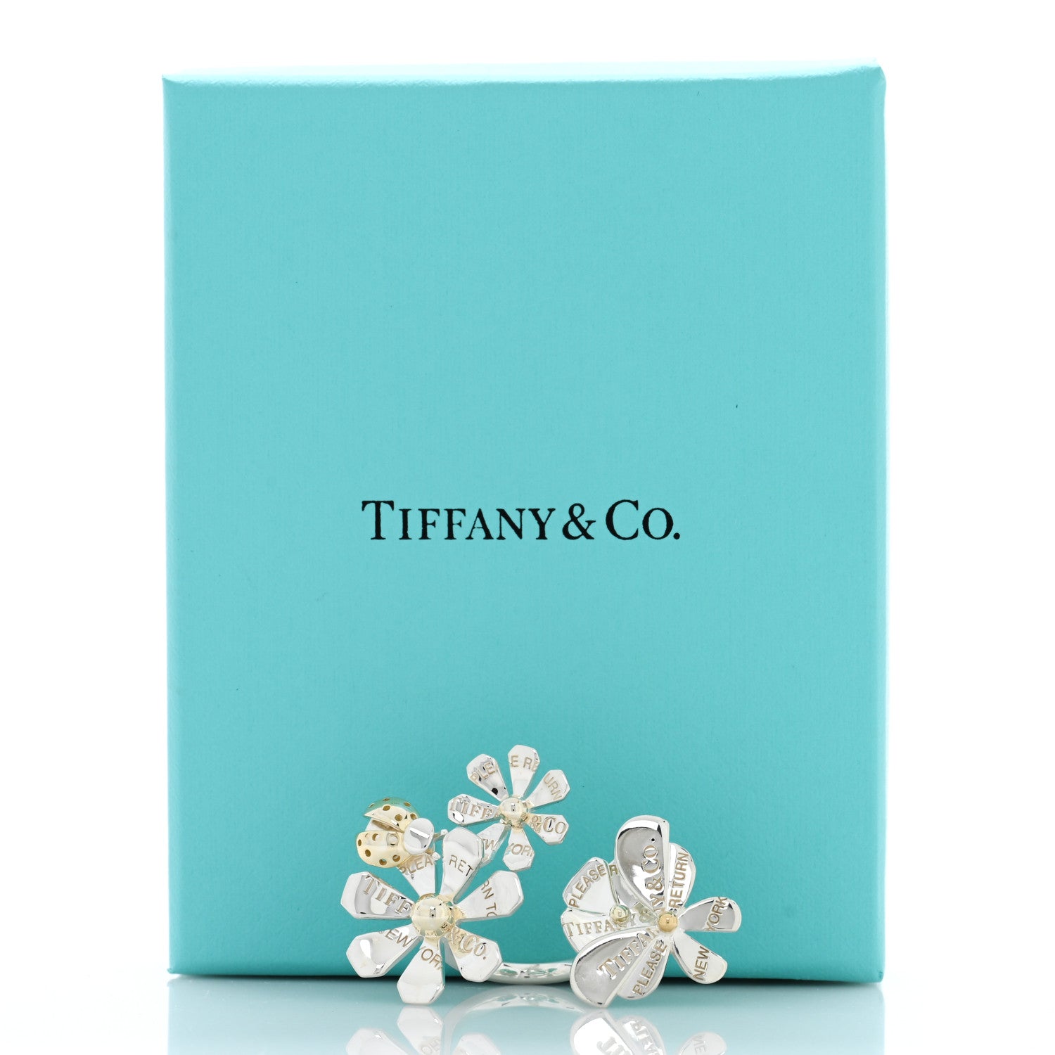 Tiffany Sterling Silver 18K Yellow Gold Return to Tiffany Love Bugs Ring 54 6.75 5 of 5