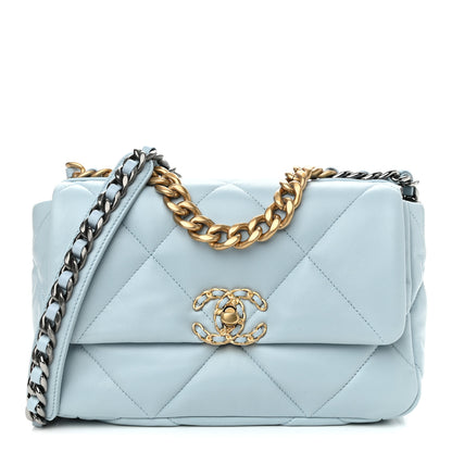 Chanel Lambskin Quilted Medium Chanel 19 Flap Light Blue 1 of 11