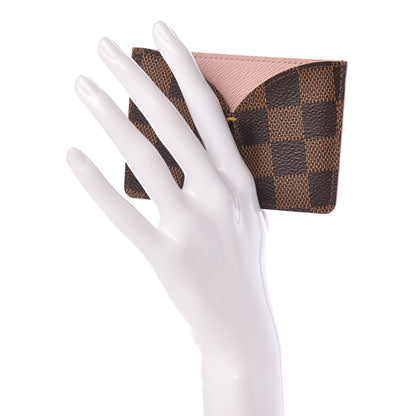 Louis Vuitton Damier Ebene Caissa Card Holder Rose Ballerine 2 of 9