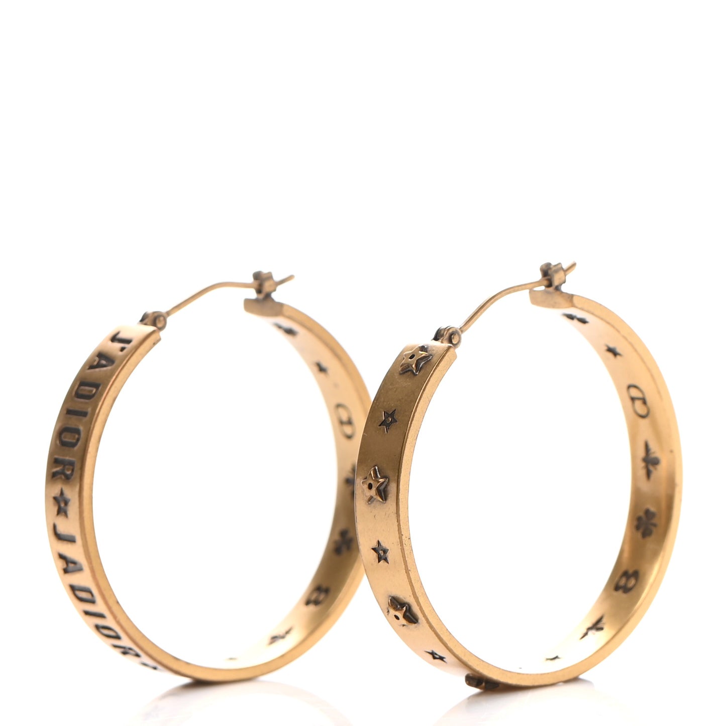 Metal J'Adior Star Hoop Earrings Aged Gold