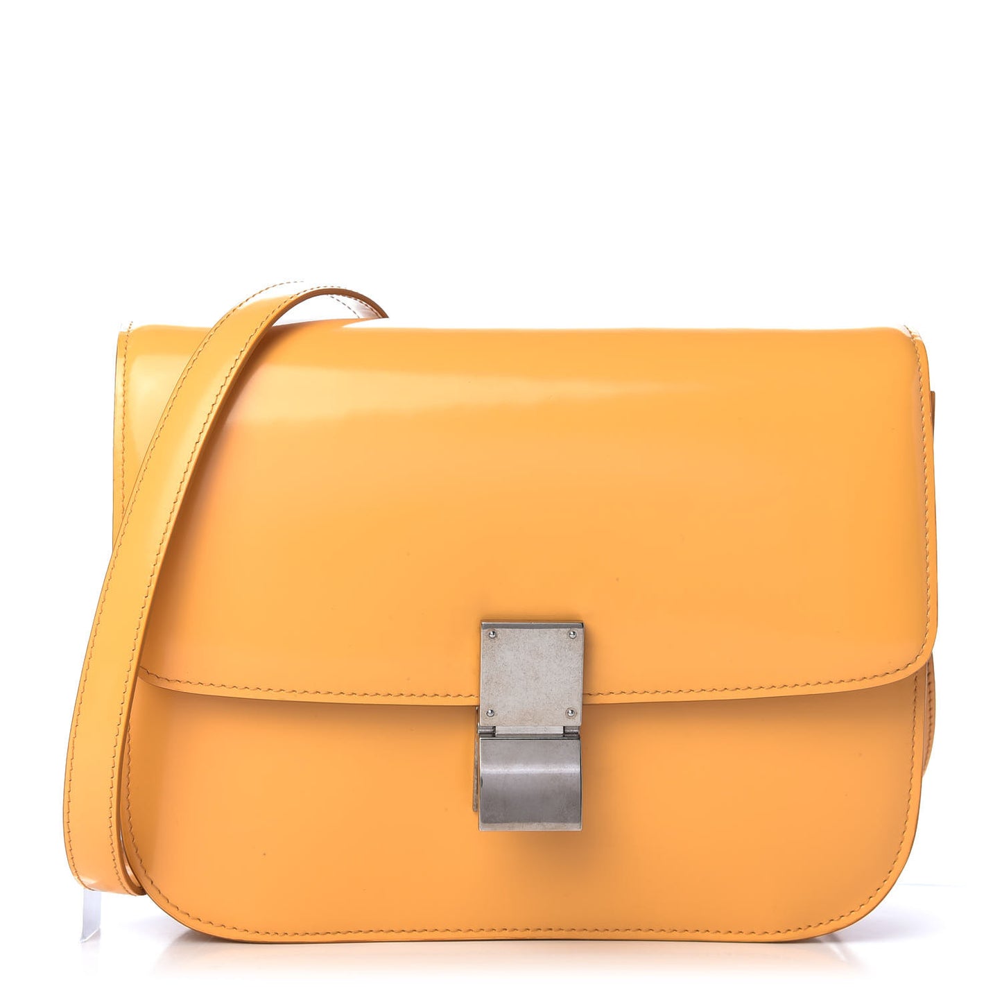 Spazzolato Calfskin Medium Classic Box Flap Bag Daffodil