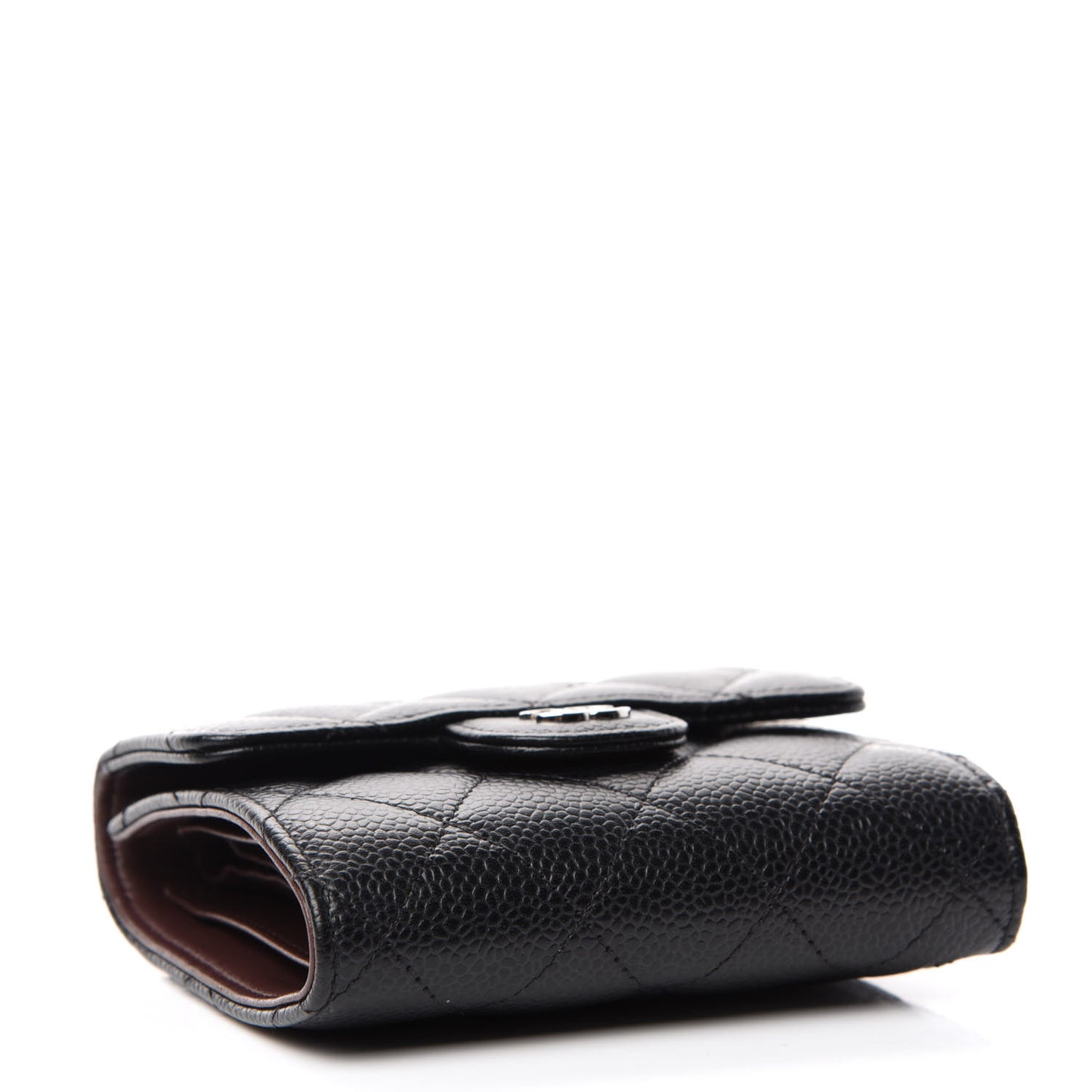 Caviar Quilted Compact Flap Wallet Black