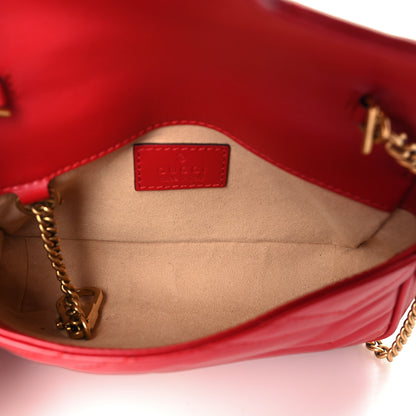 Gucci Calfskin Matelasse Super Mini GG Marmont Shoulder Bag Hibiscus Red 5 of 9