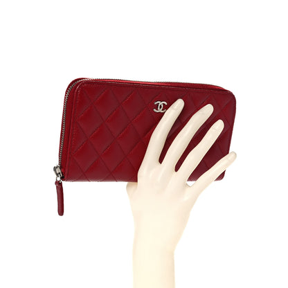 Chanel Caviar Quilted Large Gusset Zip Around Wallet Red 2 of 12