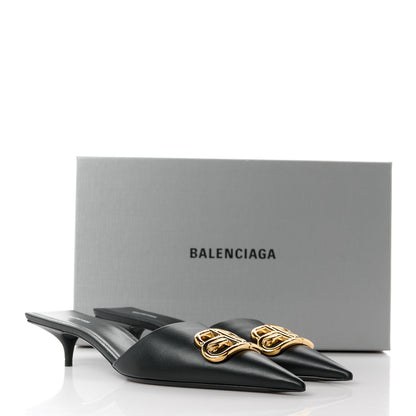 Balenciaga Soft Nappa BB Square Knife Pointed Toe 40mm Mules 37.5 Black 9 of 9