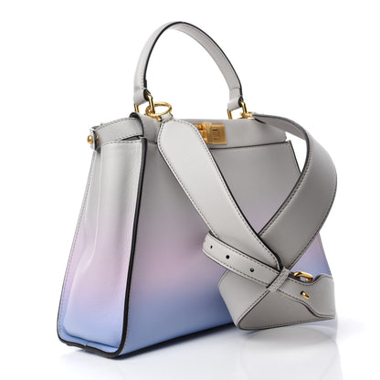 Fendi X JOSHUA VIDES Vitello Seta Shiny Nappa Degrade Medium Peekaboo Iconic Satchel Ghiaia Rosa Azzurro 3 of 11