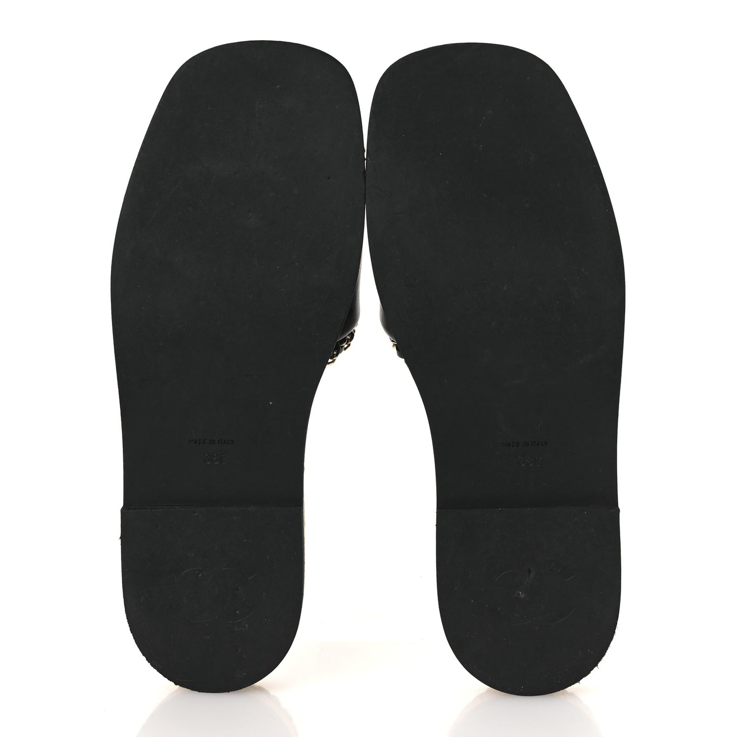 Lambskin Chain Cork Slide Sandals 38 Black