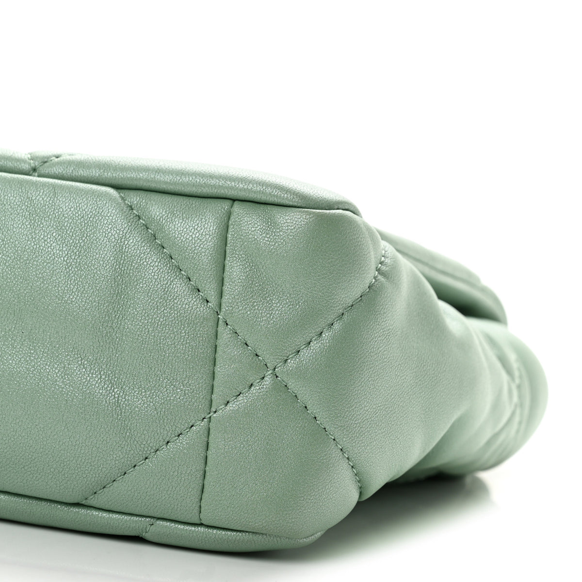 Shiny Lambskin Quilted Medium Chanel 19 Flap Light Green
