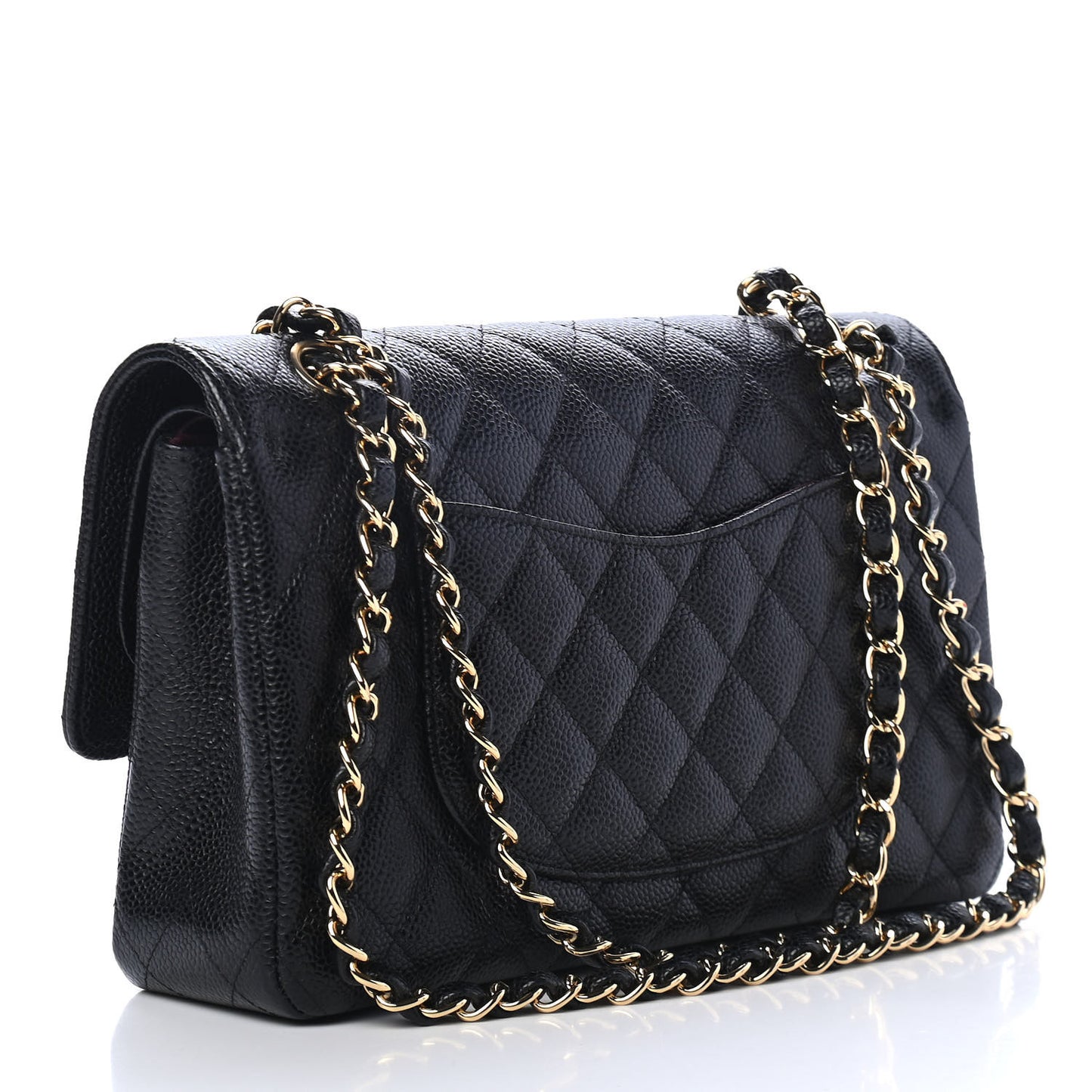Caviar Quilted Medium Double Flap Black