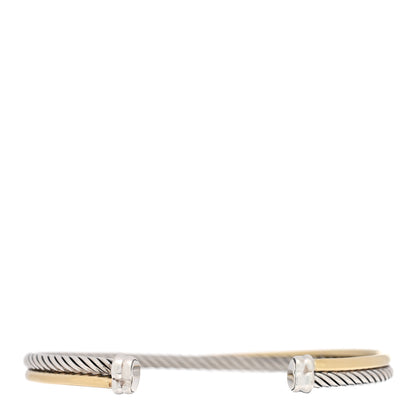 David Yurman Sterling Silver 18K Yellow Gold 3mm Crossover Cuff Bracelet 1 of 3