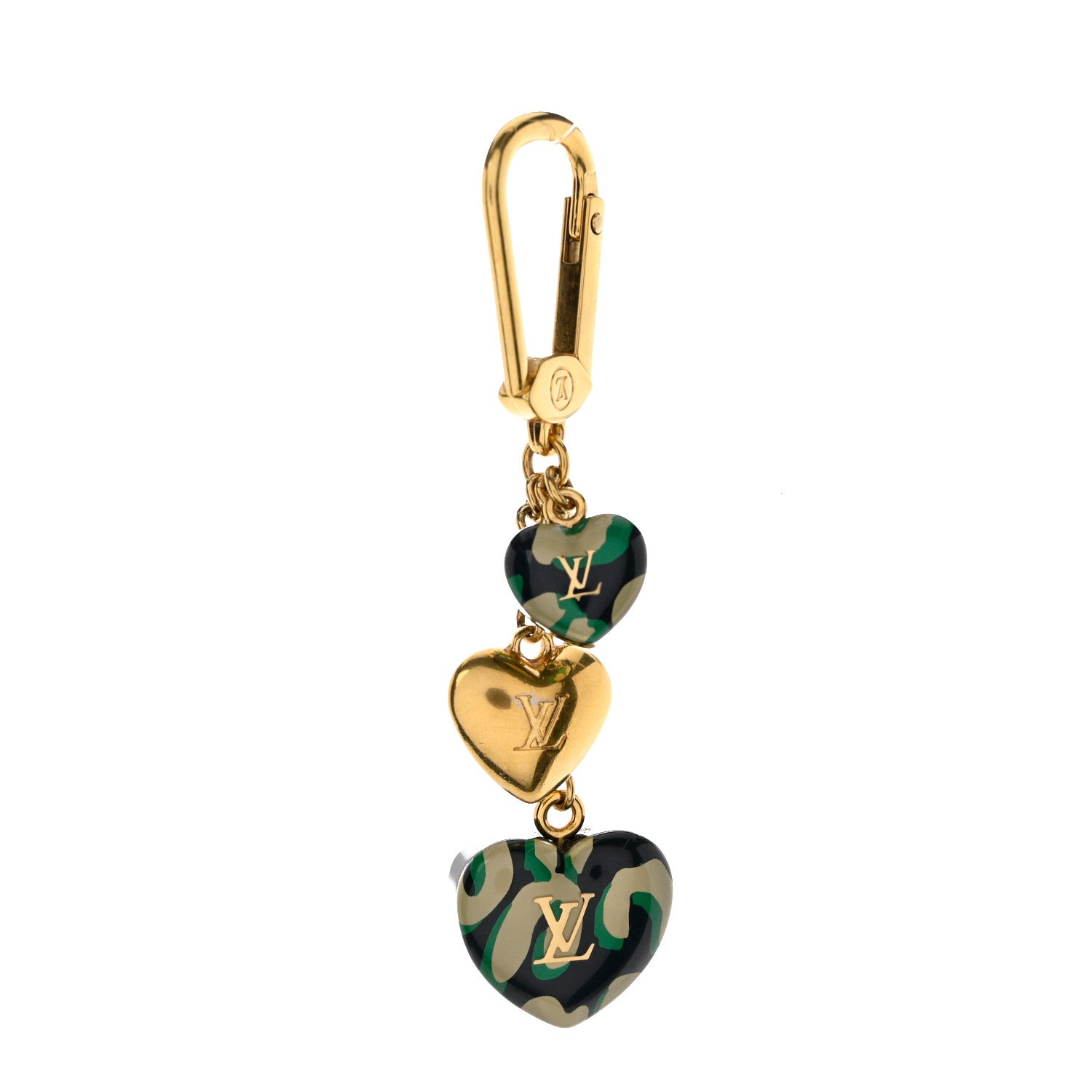 Louis Vuitton Leopard Heart Bag Charm Key Holder Blue Infini 1 of 4