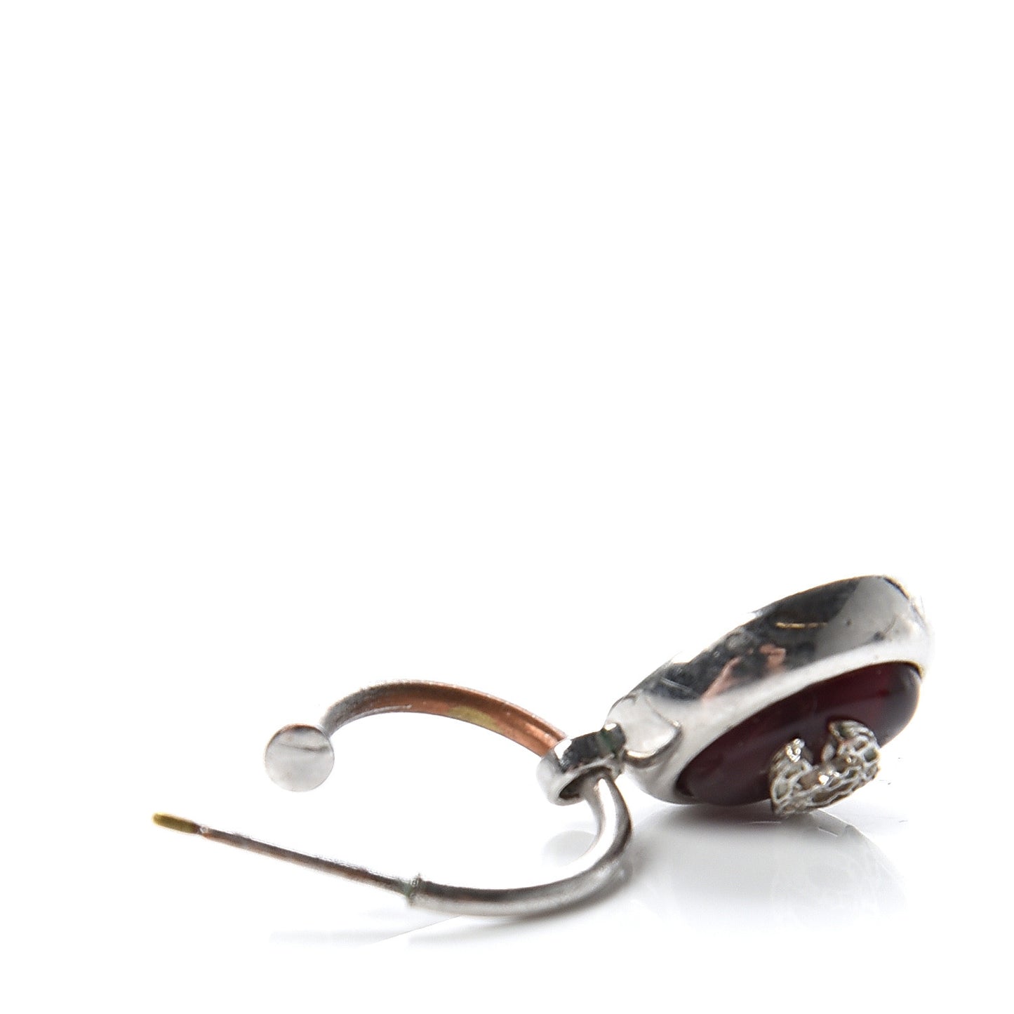 Gripoix Poured Glass CC Dangle Earrings Silver