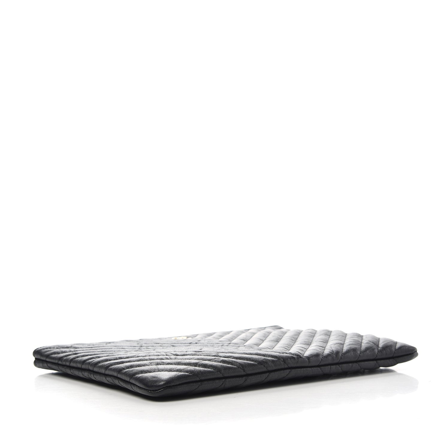 Aged Calfskin Chevron Quilted Medium Cosmetic Case Black