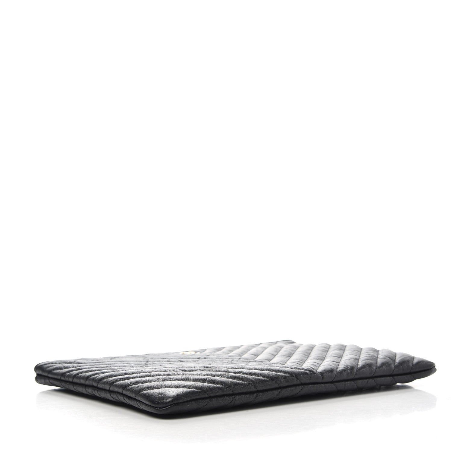 Chanel Aged Calfskin Chevron Quilted Medium Cosmetic Case Black 4 of 8