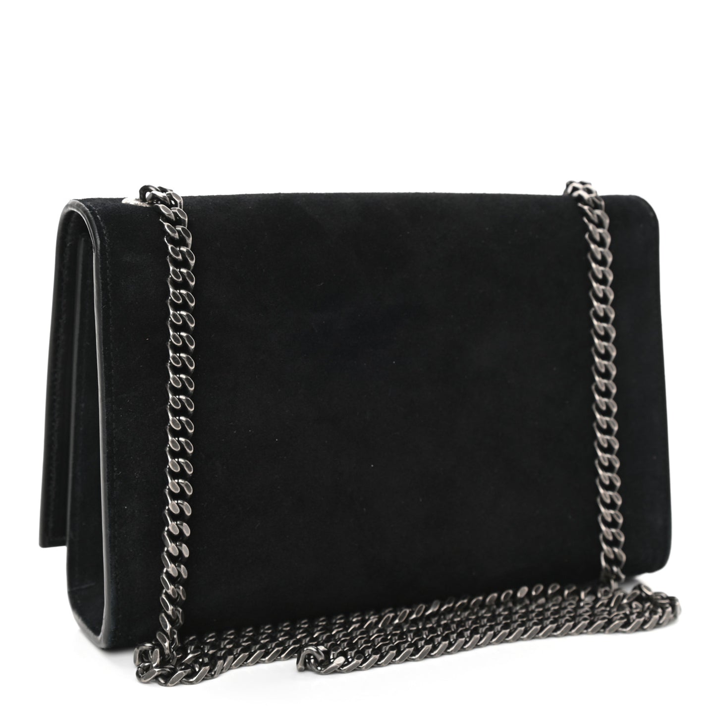 Suede Small Monogram Stone Studded Kate Satchel Black Turquoise Coral