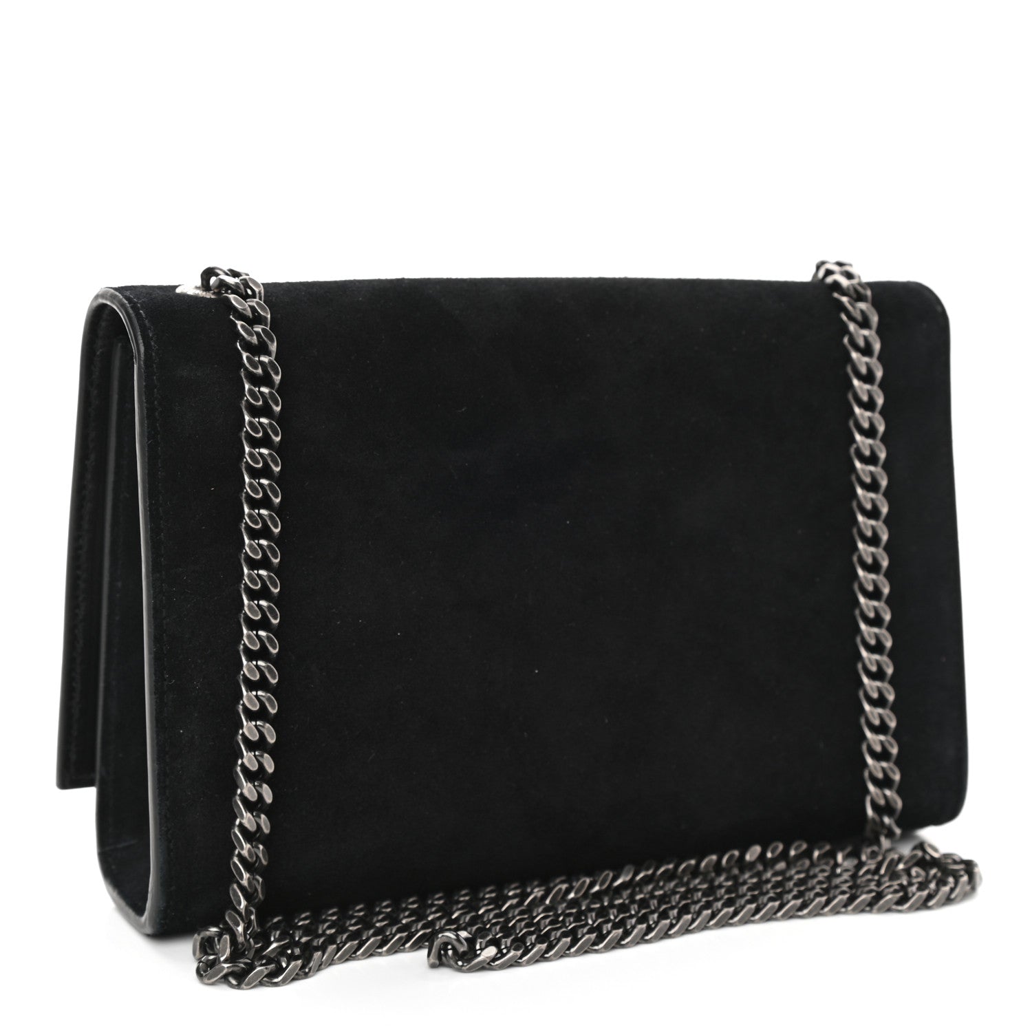 Saint Laurent Suede Small Monogram Stone Studded Kate Satchel Black Turquoise Coral 3 of 11