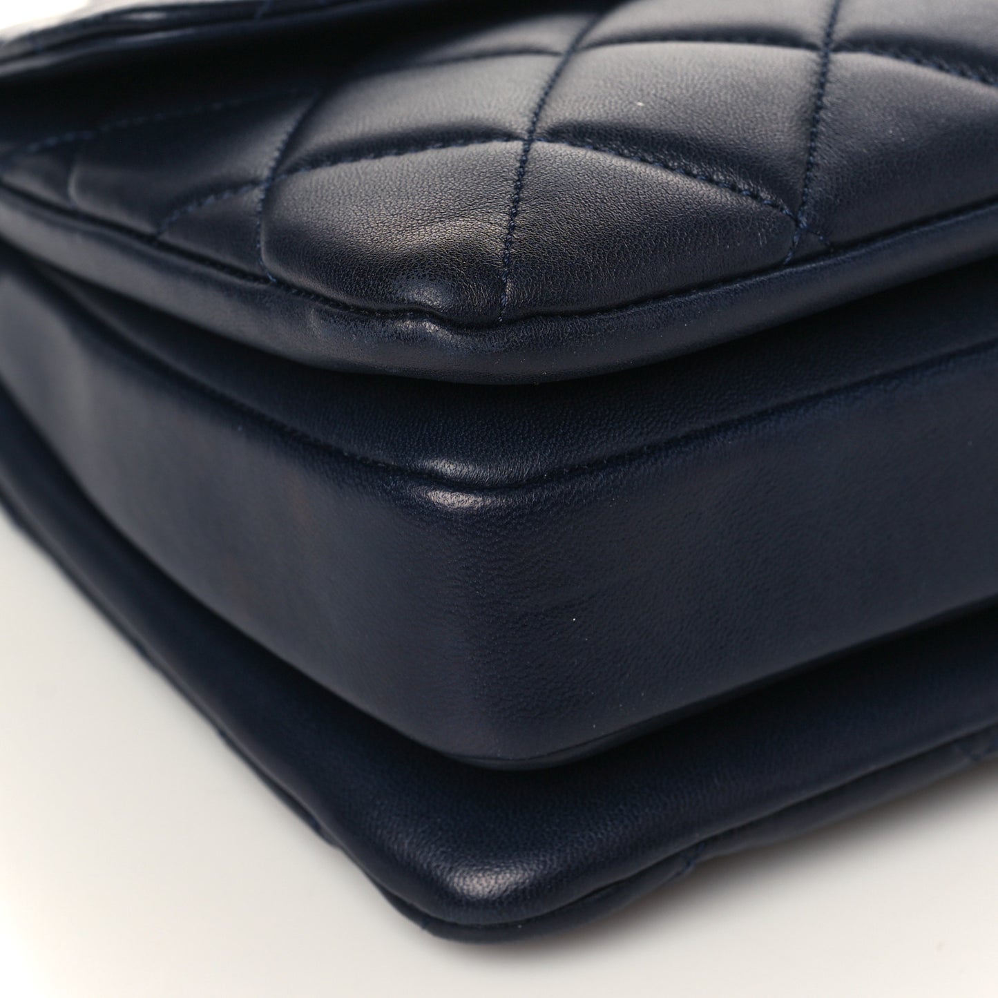 Lambskin Quilted Small Trendy CC Flap Dual Handle Bag Navy