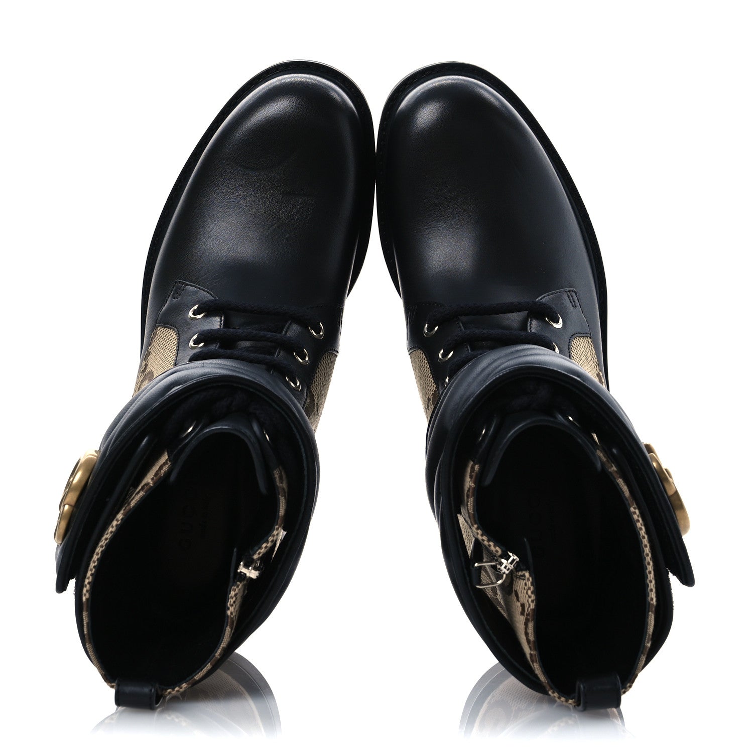 Gucci Flores Calfskin Monogram Maxi GG Nappa Matelasse Double G 40mm Ankle Boots 37 Black Camel Ebony 2 of 12