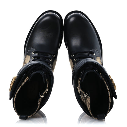 Gucci Flores Calfskin Monogram Maxi GG Nappa Matelasse Double G 40mm Ankle Boots 37 Black Camel Ebony 2 of 12