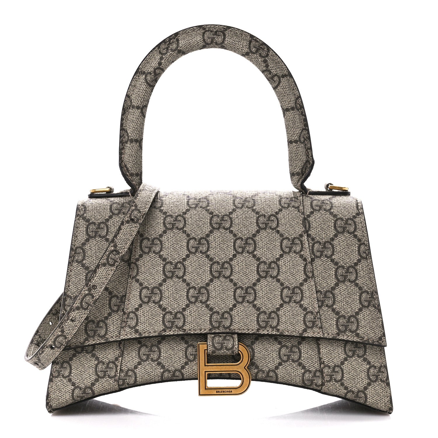 Balenciaga X GUCCI GG Supreme Monogram Small Hourglass Top Handle Bag Beige Ebony 1 of 10