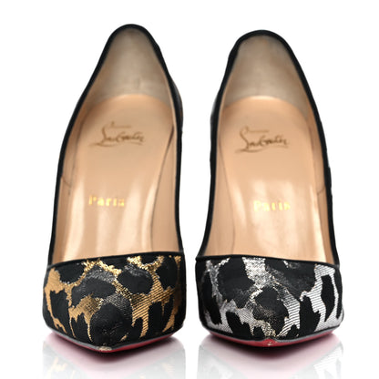 Christian Louboutin Lurex Feline So Kate 120 Pumps 37.5 Black Gold 2 of 8