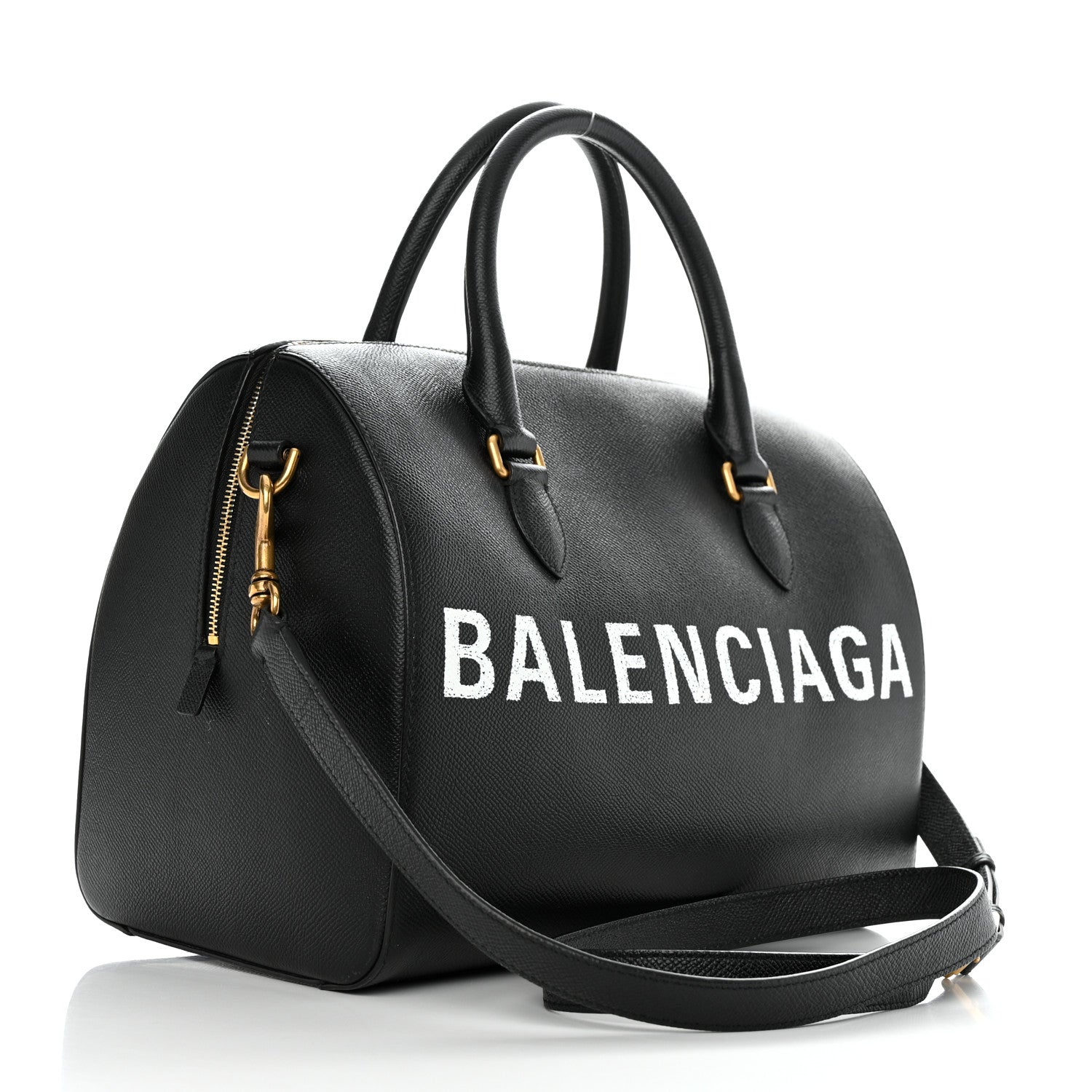 Balenciaga Grained Calfskin Medium Ville Bowling Bag Black 3 of 11
