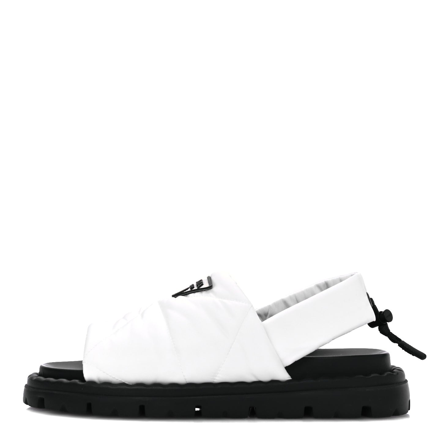 Nylon Triangle Logo Padded Slingback Sandals 37.5 White