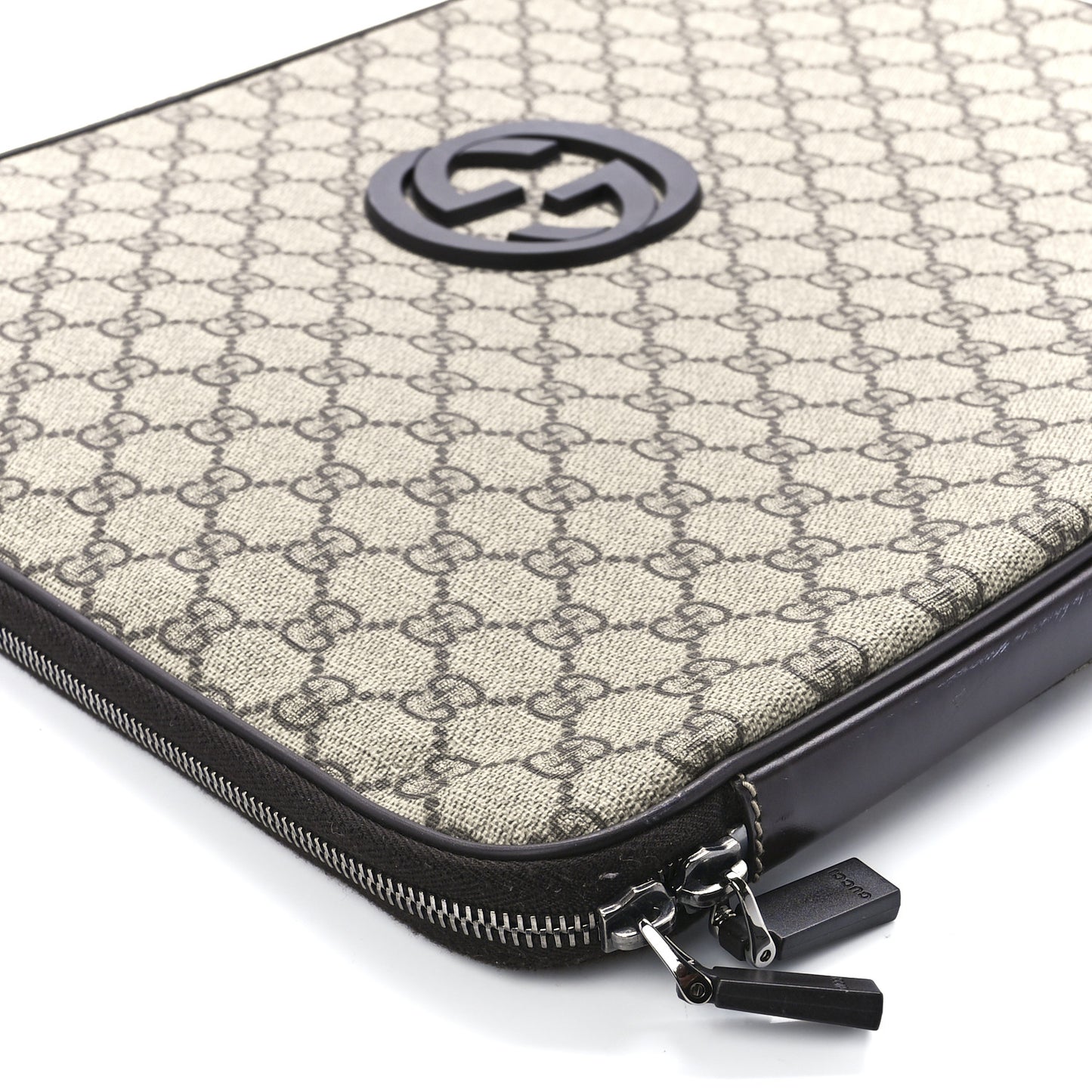 GG Plus Monogram Medium Interlocking G Laptop Case Dark Brown