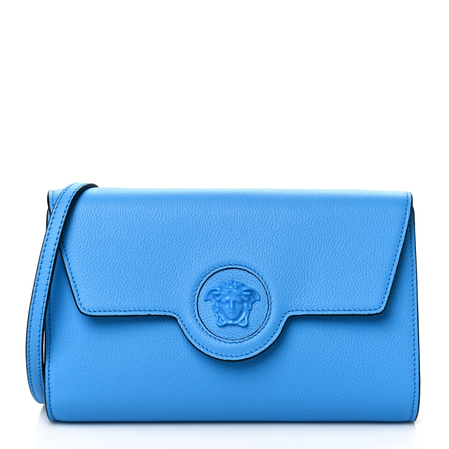 Grained Calfskin La Medusa Crossbody Bag DV Blue