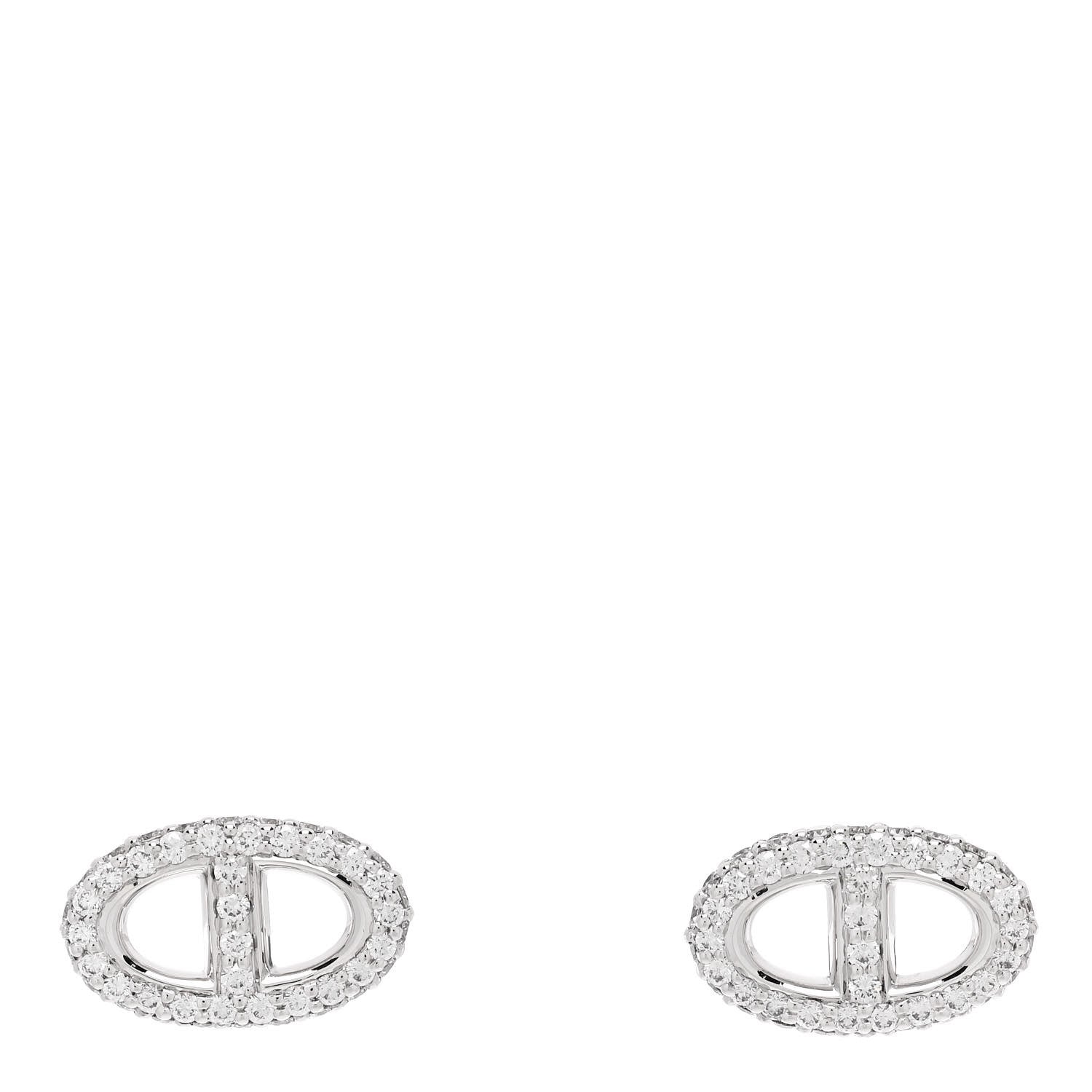 Hermes 18K White Gold Diamond New Farandole Earrings 1 of 6