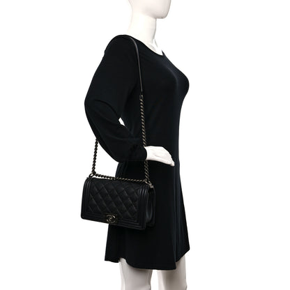 Chanel Calfskin Double Stitch Medium Boy Flap Black 2 of 9