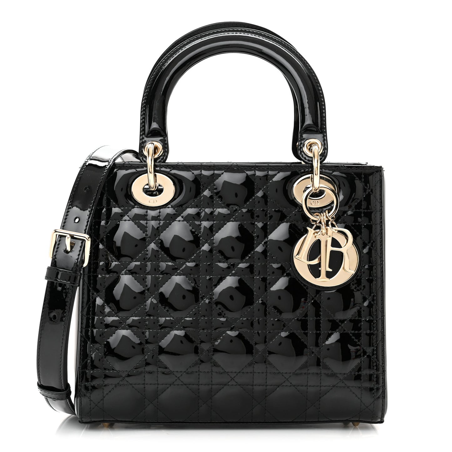 Patent Cannage Medium Lady Dior Black