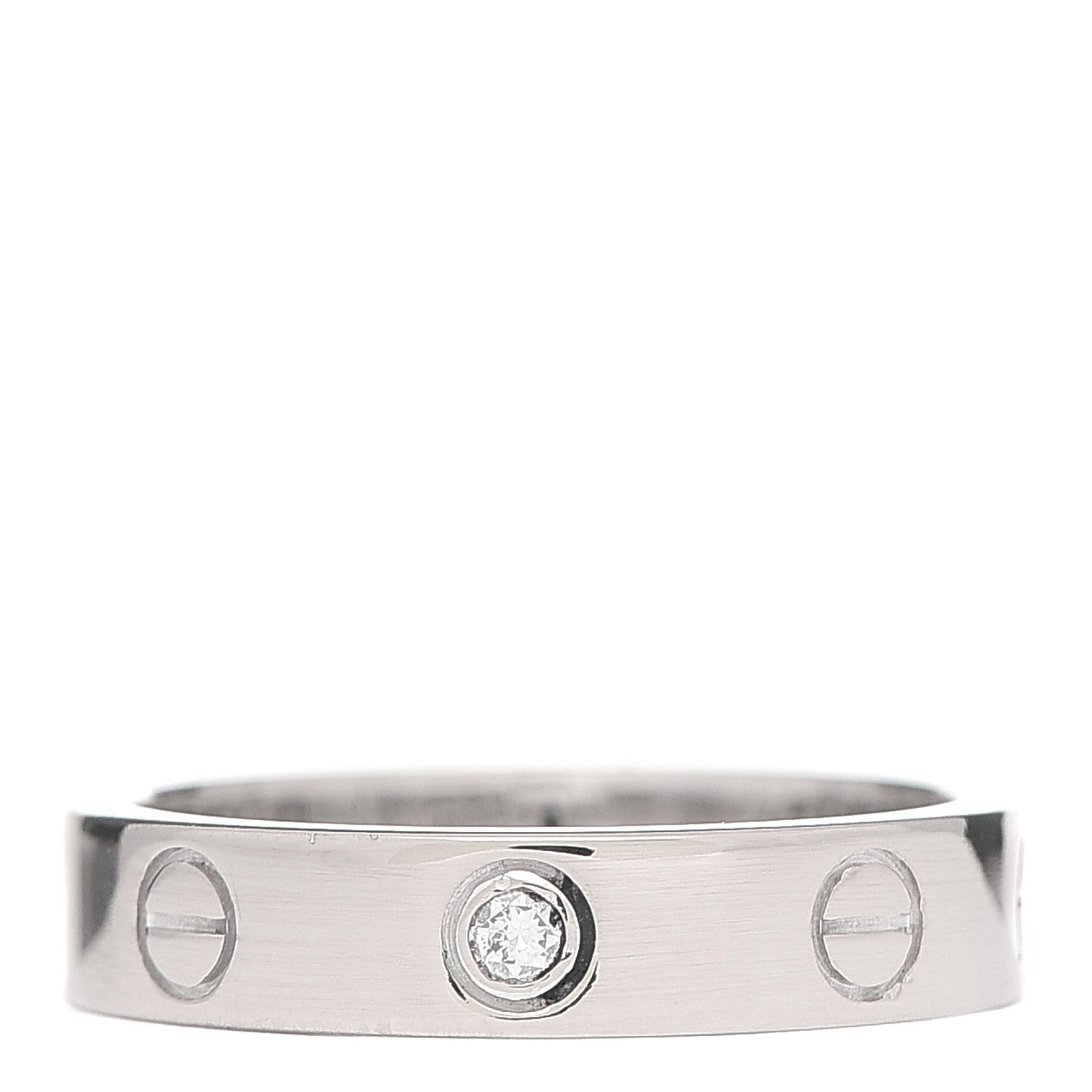 18K White Gold Diamond 4mm LOVE Wedding Band Ring 49 4.75