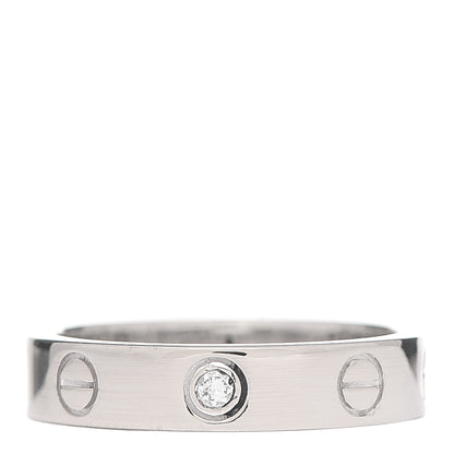 Cartier 18K White Gold Diamond 4mm LOVE Wedding Band Ring 49 4.75 1 of 6