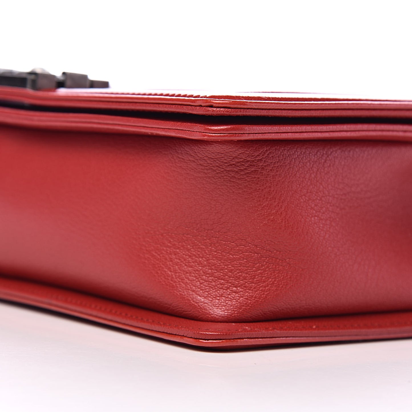 Patent Goatskin Quilted New Medium Boy Flap Red