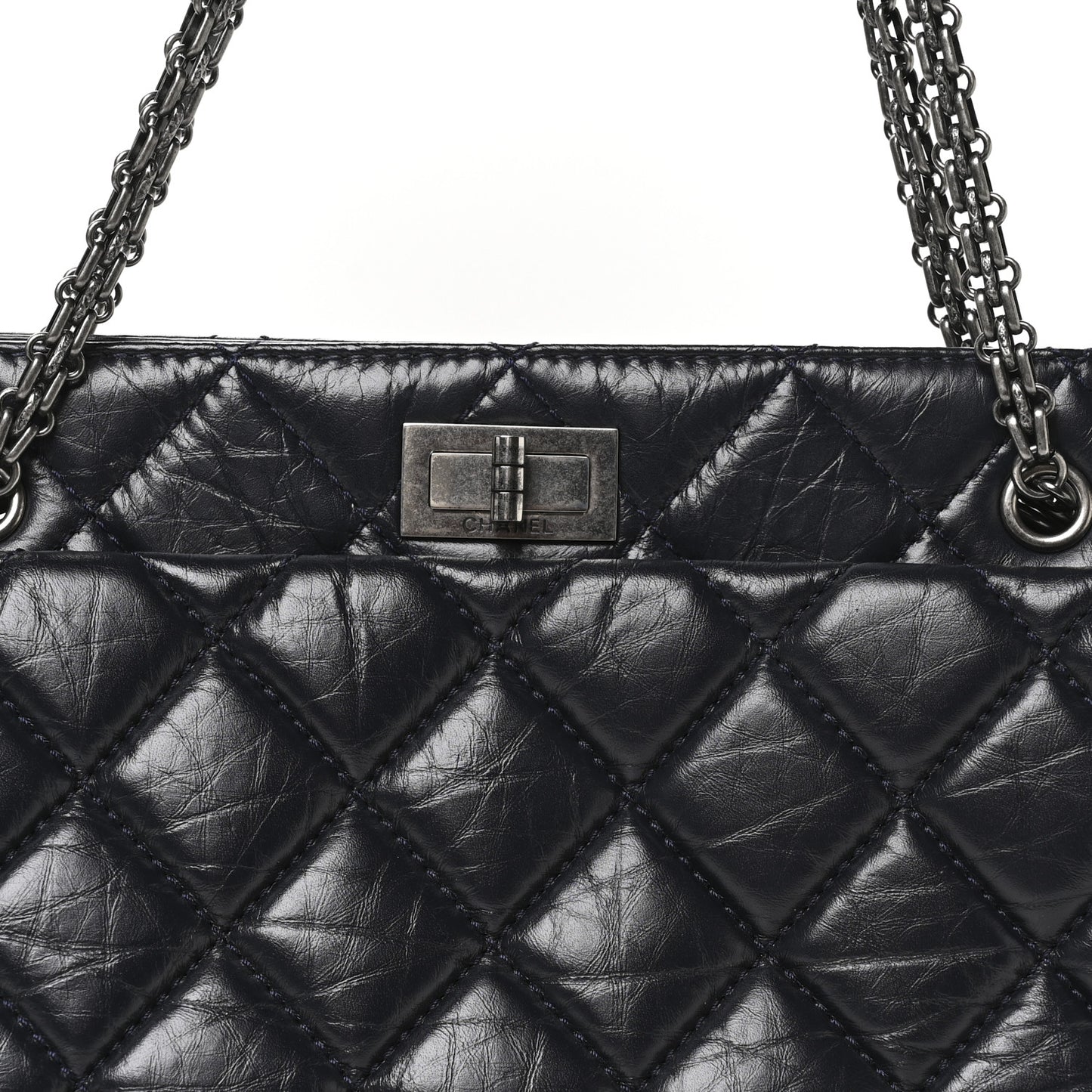 Aged Calfskin Quilted Reissue 2.55 Tote Black