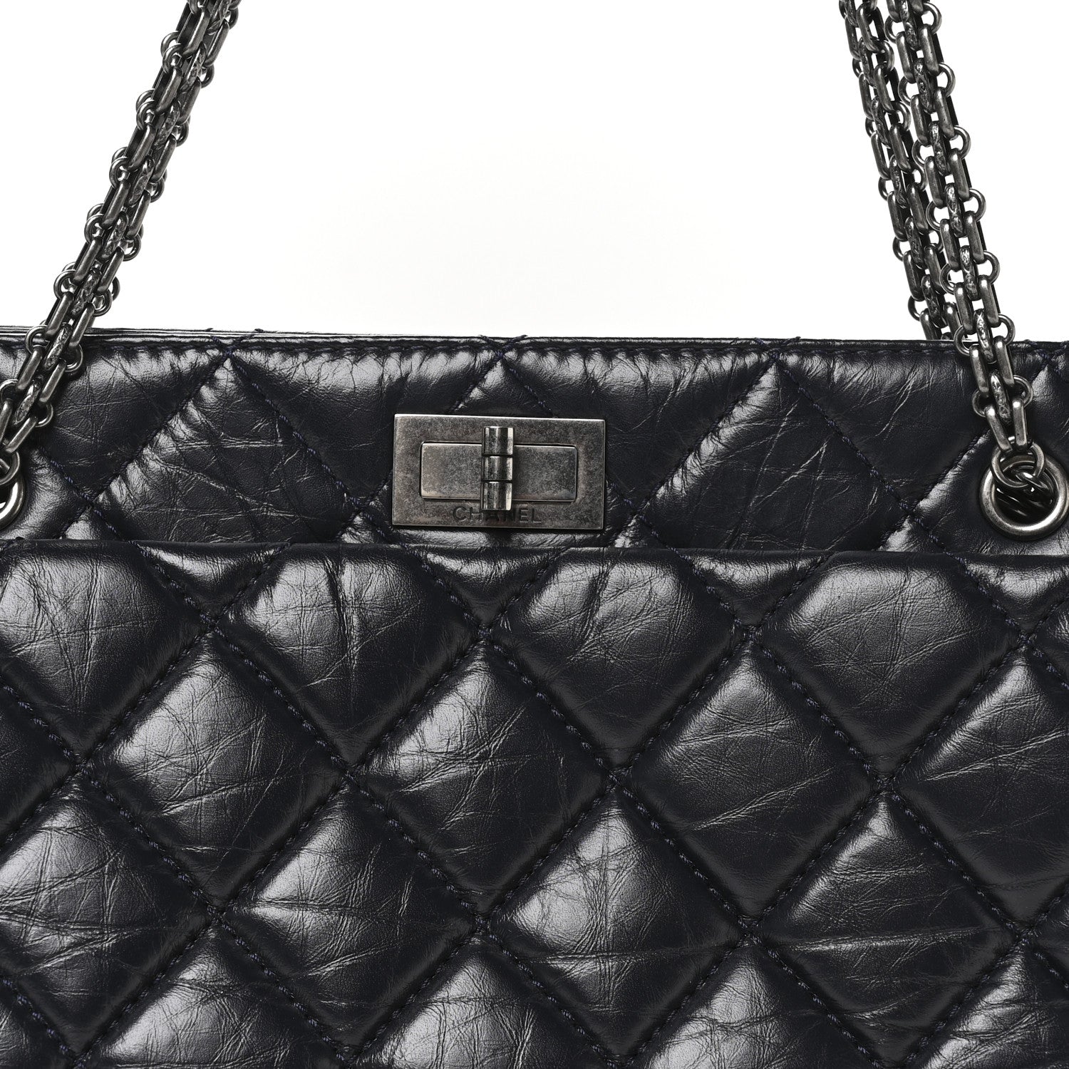Chanel Aged Calfskin Quilted Reissue 2.55 Tote Black 8 of 11