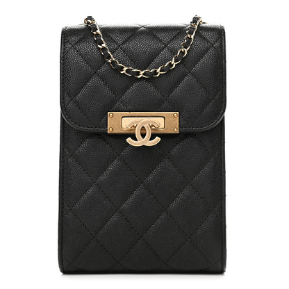 Chanel Caviar Quilted Golden Class Phone Holder Black 1 of 8