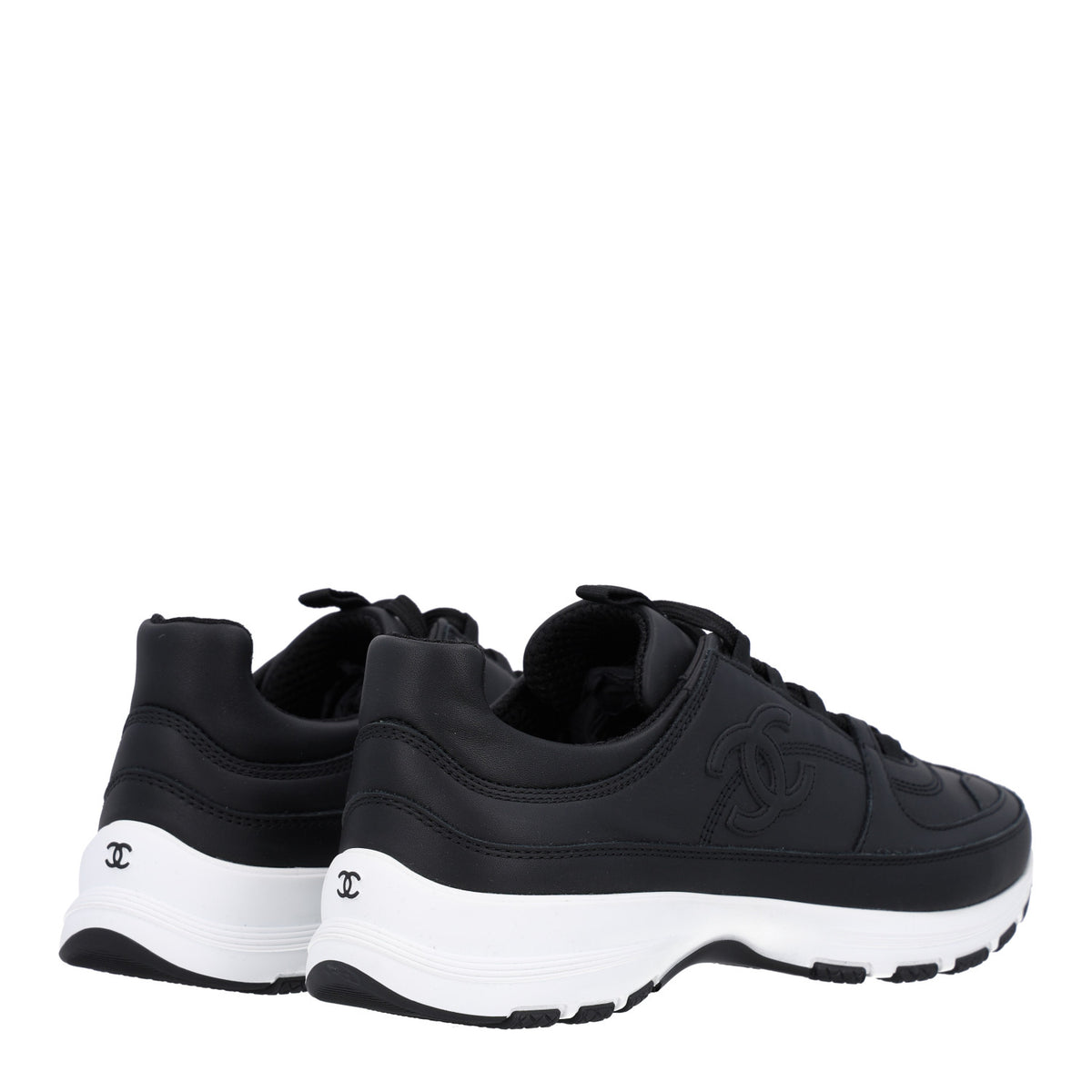 Chanel Calfskin CC Womens Sneakers 38 Black 5 of 10