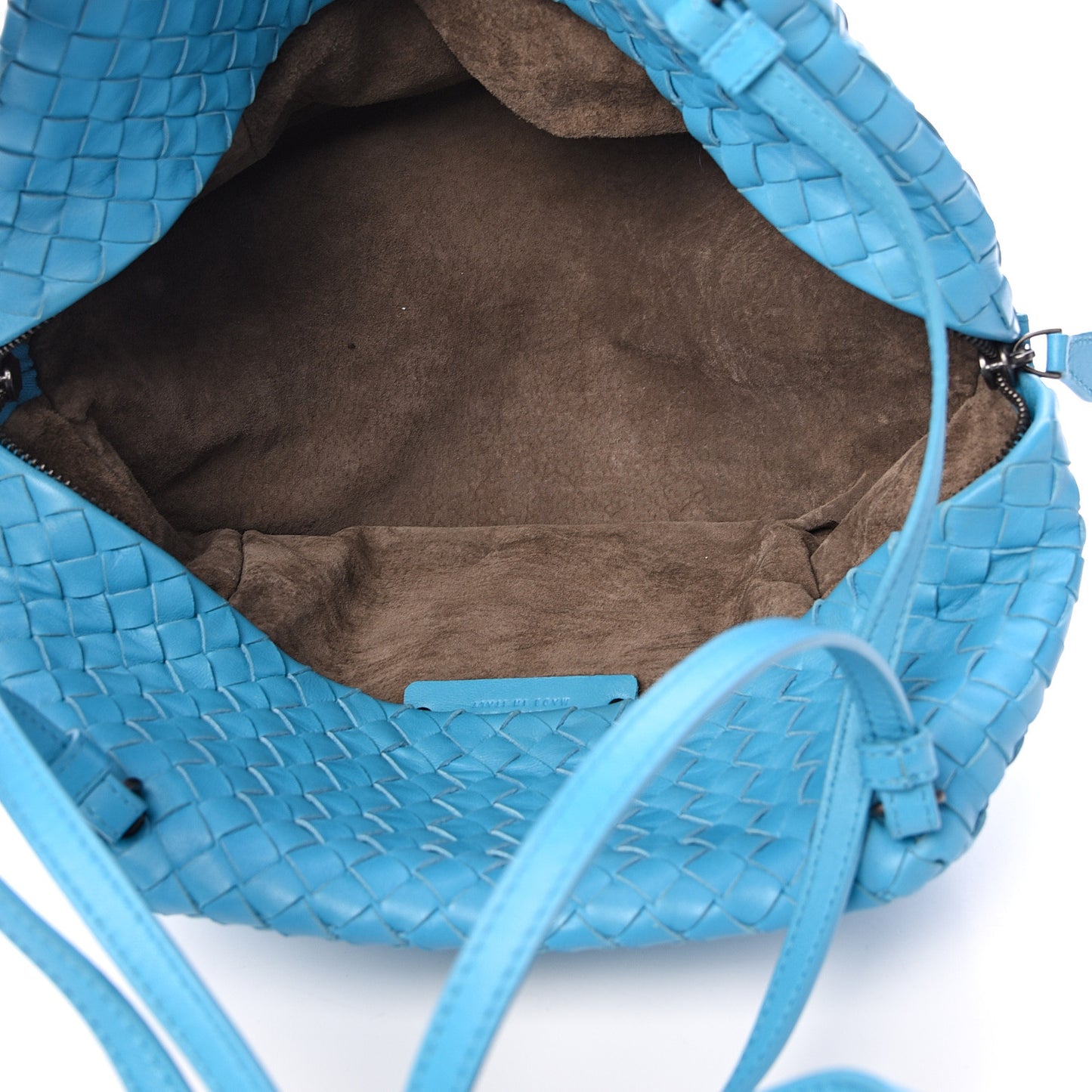 Nappa Intrecciato Cube Messenger Turquoise