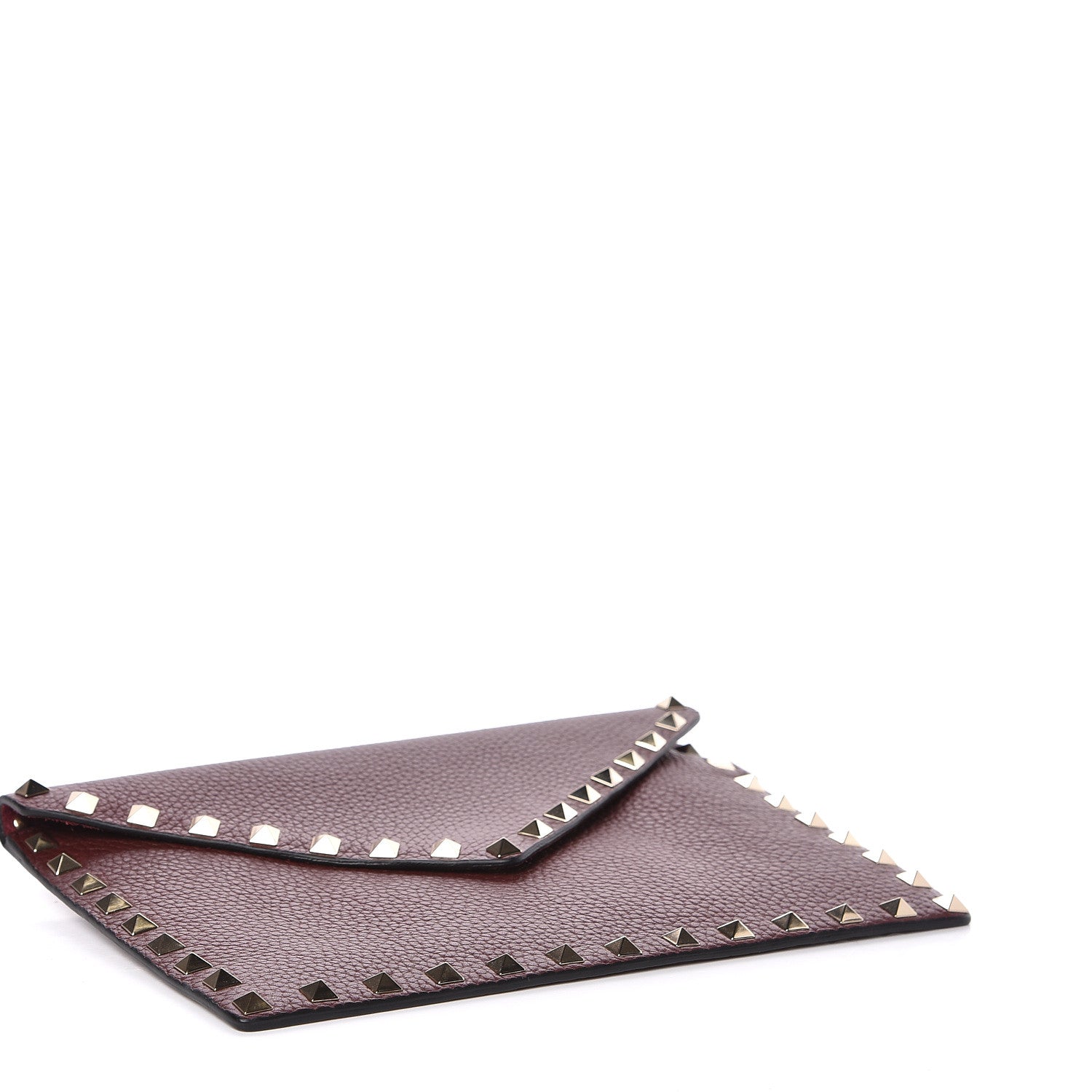 Valentino Garavani Pebbled Calfskin Medium Rockstud Envelope Flat Wristlet Pouch Rubin 4 of 7