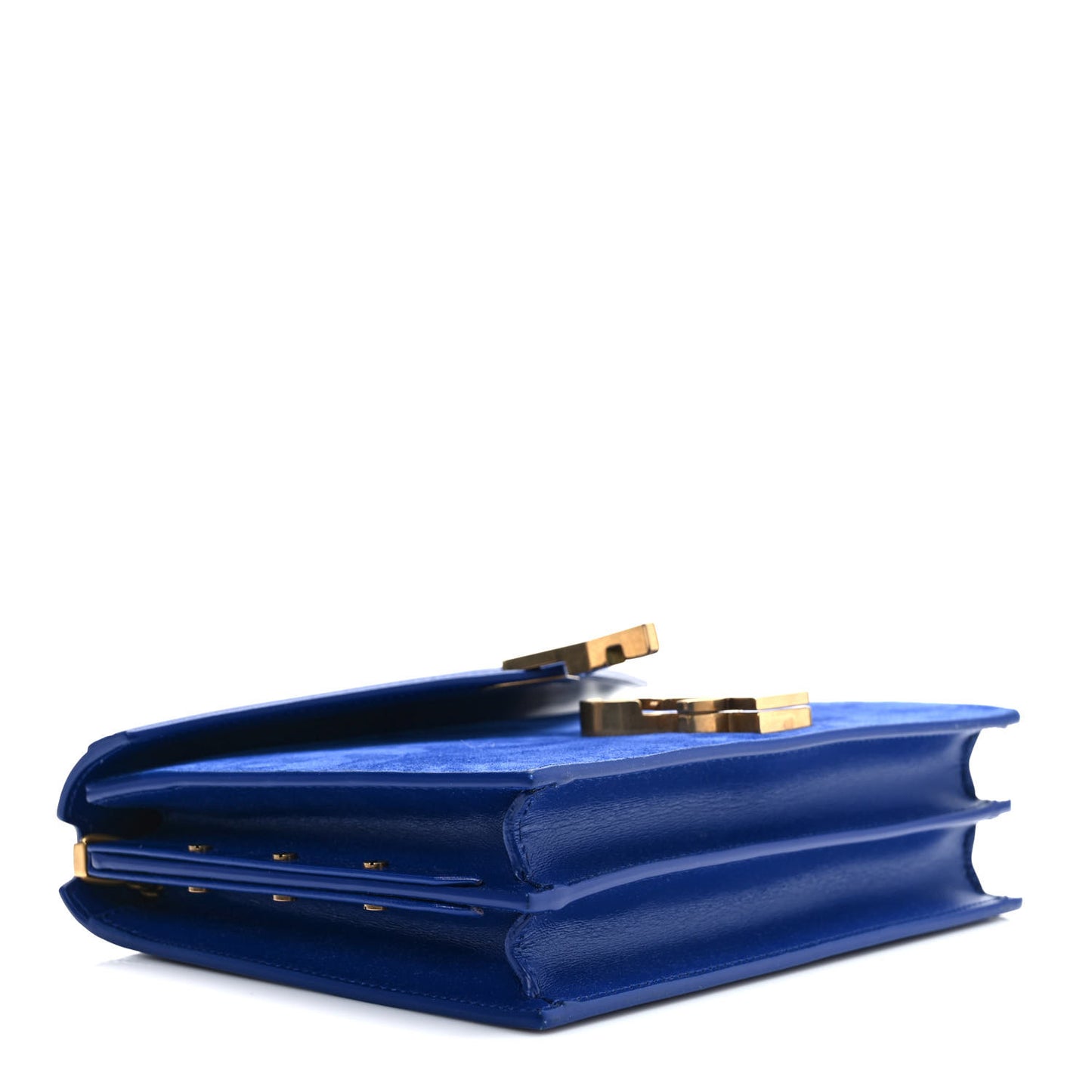 Smooth Calfskin Suede Monogram Cassandra Clasp Bag Bleu Saphir