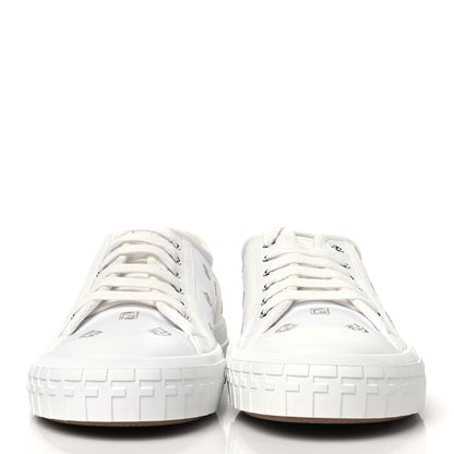 Fendi Canvas Lurex FF Womens Domino Low Top Sneakers 39 White 3 of 9