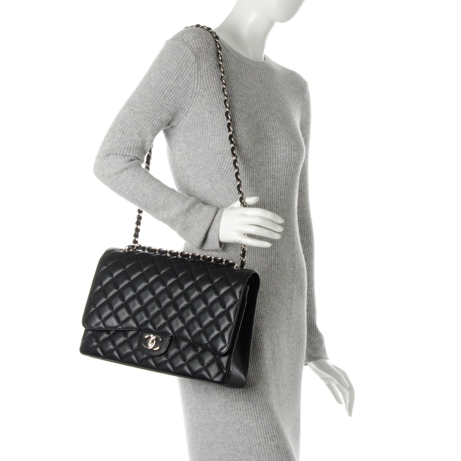 Chanel Caviar Quilted Maxi Double Flap Black 3 of 8