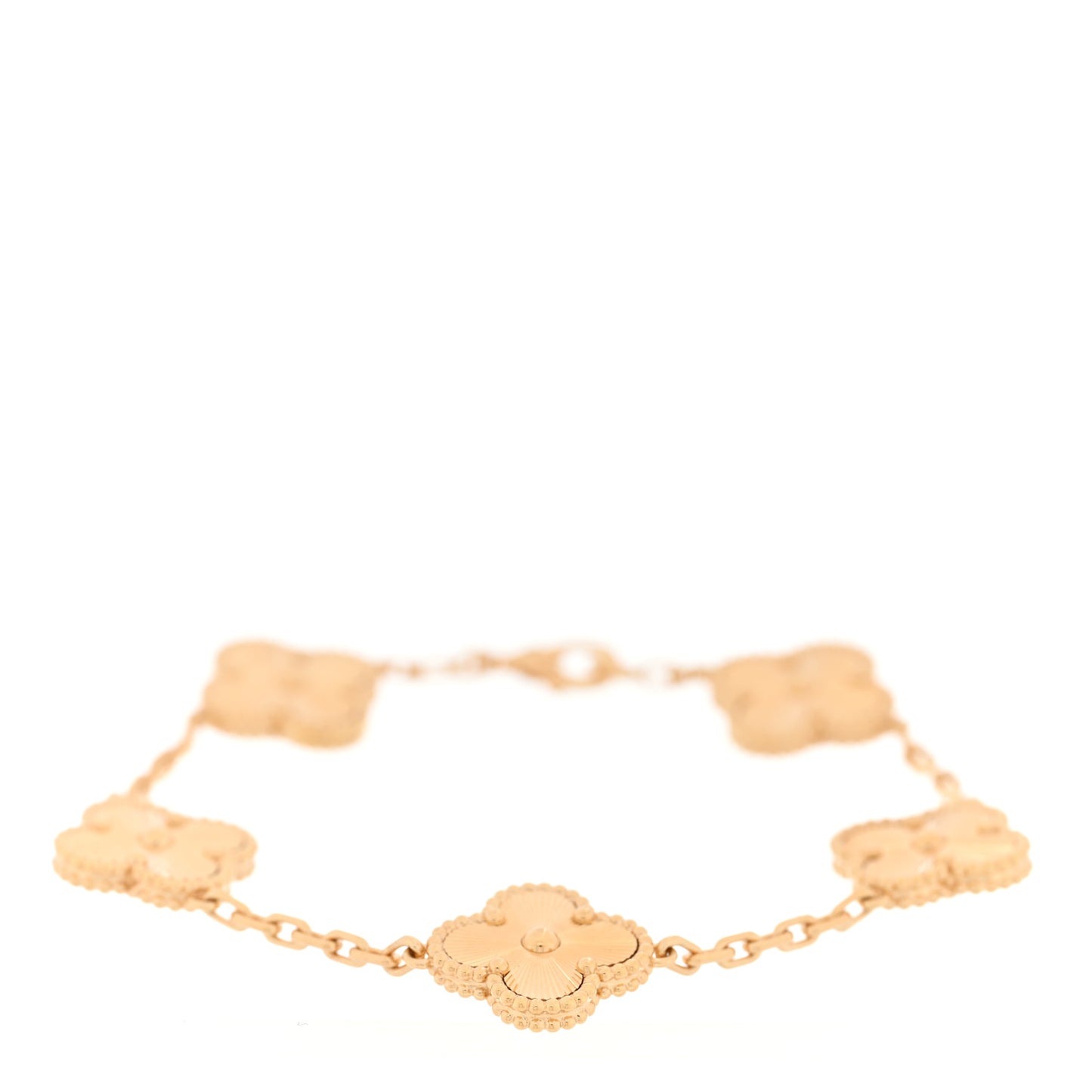 18K Yellow Gold 5 Motifs Guilloche Vintage Alhambra Bracelet