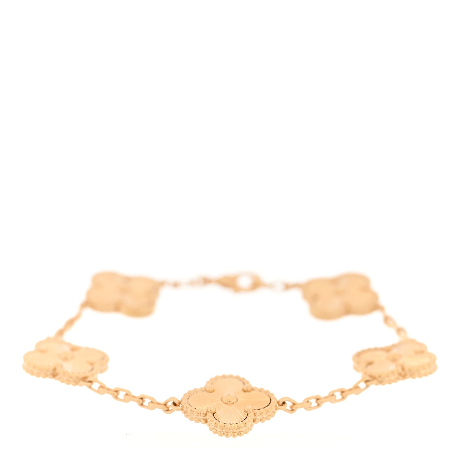 Van Cleef & Arpels 18K Yellow Gold 5 Motifs Guilloche Vintage Alhambra Bracelet 1 of 4