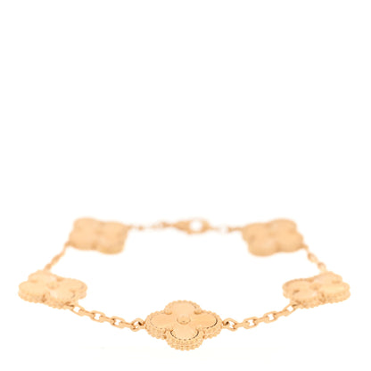 Van Cleef & Arpels 18K Yellow Gold 5 Motifs Guilloche Vintage Alhambra Bracelet 1 of 4
