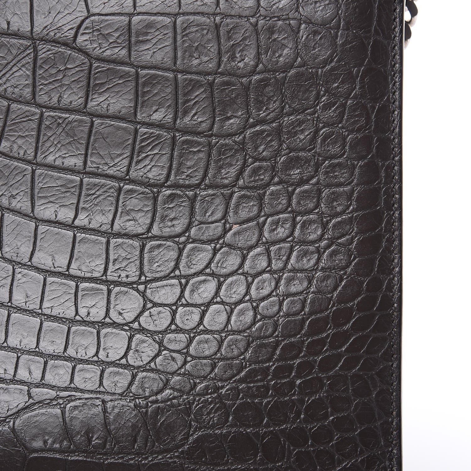 Saint Laurent Calfskin Crocodile Embossed Large Monogram Satchel Fog 20 of 20